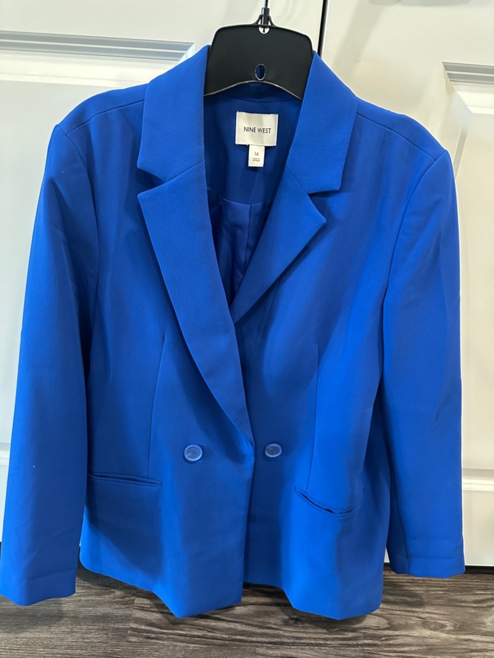 Nine West Bright Blue Double-Breasted Blazer